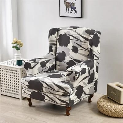 Bladeren Bedrukte Vleugelstoelhoes Stretch Spandex Bankhoezen Elastische Fauteuilhoezen Antislip Bankovertrek Meubelbeschermer