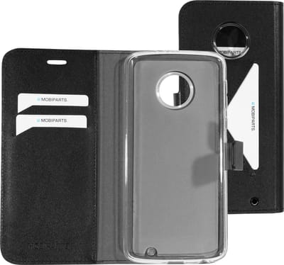 Mobiparts hoesje geschikt voor Motorola Moto G6 Plus - Wallet/Boekhoesje - Eco Leer - Magneet Sluiting - Opberg vakken - Zwart
