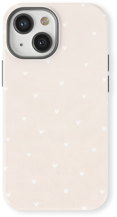 Tough Hoesje met Hartjes geschikt voor iPhone 13 Mini | Little Love Tough Case Geschikt voor Mag | Hartjes Print Backcover geschikt voor iPhone 13 Mini Ivory Hearts