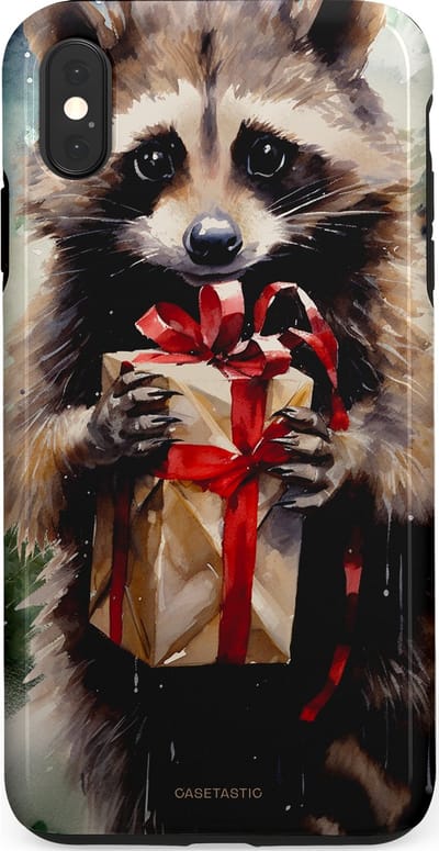 Casetastic hoesje geschikt voor Apple iPhone XS Max - Dubbellaagse bescherming - Winter Wasbeer Presentje - Fashion Case - Zwart Grijs Taupe