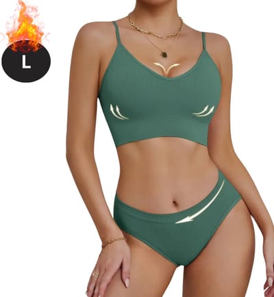 Bovista Lingerie Set Zonder Beugel - Zonder Bandjes - Push-up Bh's - Comfort Beha - Comfortabel - BH - Groen - Maat L