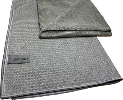 Raamdoeken Clean Dry grijs Droogdoek met een Fanatic microvezel schoonmaakdoek ook in het grijs