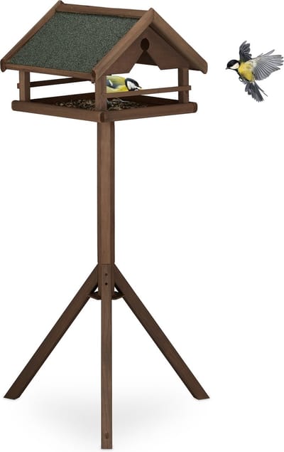 voedertafel op standaard - weerbestendig dak - hout - 120 x 62 x 55 cm - tuinvogels