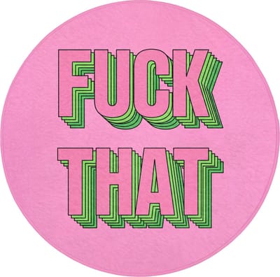 Badmat rond 70x70 cm - Antislip - Tekst - Bold - Roze - Badmatten voor badkamer - Badkamermat - Douchemat - Ronde badkamer mat