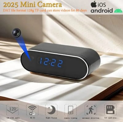 Nieuwe Miniklokcamera – Infrarood Nachtzicht, Mobiele Detectie, WIFI Afstandsbediening en Beveiliging voor Kantoor, Woonkamer + 32GB TF Kaart