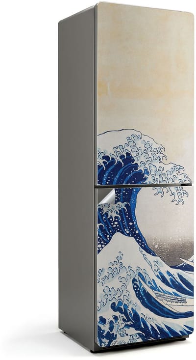Wallfluent Koelkaststickers - De Grote Golf bij Kanagawa Koelkast Folie - 60 cm x 190 cm - Blauw Koelkaststickers - Zelfklevende Koelkaststicker - Koelkast Cover - Koelkast Wrap - Koelkast Makeover