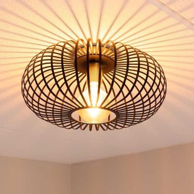 HOFTRONIC - Cosmos LED Plafondlamp / Plafonniere 40cm diameter - E27 Fitting - Zwart en Goud - Vervangbare lichtbron - Voor woonkamer, hal, slaapkamer en zolder - Modern