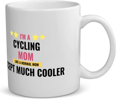 Akyol - I'm a cycling mom like a normal mom except much cooler Mok met opdruk - mama - moeder die houdt van fietsen - Moeder cadeautjes - moederdag - verjaardagscadeau - verjaardag - cadeau - geschenk - kado - gift - moeder artikelen - 350 ML inhoud
