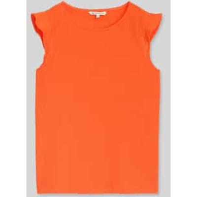 Tom Tailor Denim - Losvallende crinkle top met volants - Maat XS - Fiery Orange