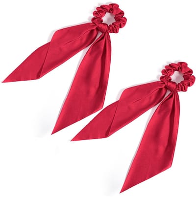 Scrunchie Bow - 2 Stuks - Roze - Geknoopte Strik - Zijde/Satijn - Voor Dames - 32×27 cm - Haarband