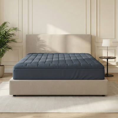 Dekbed-Discounter - Sleeptime Wasbare Topper & Hoeslaken 90 x 200 cm - Zacht en luchtig ligoppervlak - Geschikt voor de droger - Antraciet