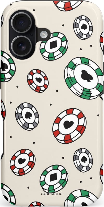 Casetastic hoesje geschikt voor Apple iPhone 17 - MagSafe - Dubbellaagse bescherming - Casino Chips Patroon - Fashion Case - Lichtgrijs Wit Crème