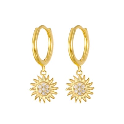 Zon Oorbellen Set met Zirkonia Stenen - 18K Verguld Dames Oorbellen - 925 Streling Zilver - Dames Sieraden