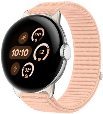 Nylon bandje - geschikt voor Google Pixel Watch 4 (41mm) / Pixel Watch 3 (41mm) / Pixel Watch 2 / Pixel Watch - klittenband sluiting - roze