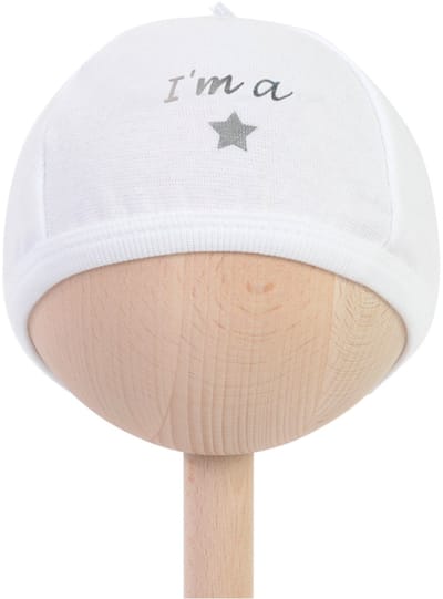 BAMBAM Babymutsje "I'm a star" - Wit - Baby cadeau