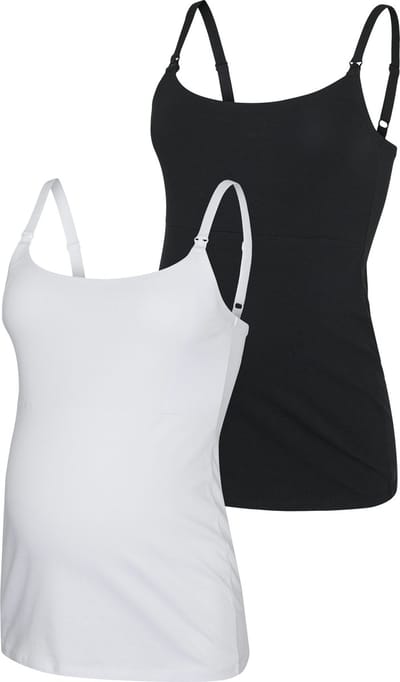 MAMA.LICIOUS Zwangerschapstop - Kerrie - 2-Pack - Maat S - Black/Snow White