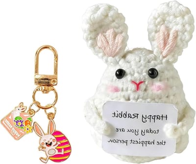 Easter Geschenken: Schattige Konijnenset met Witte Konijnen en Sleutelhanger, Perfect voor Decoratie en Cadeaus voor Familie en Vrienden