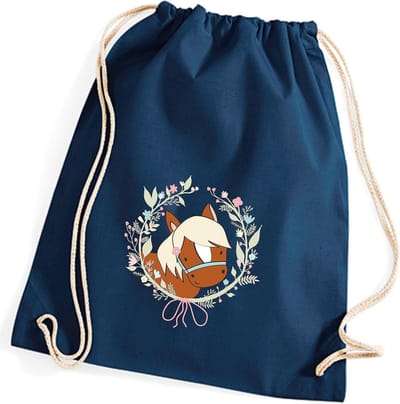 Gymtas paard meisjes - Stoffen tas - Sport en vrije tijd - Met trekkoord - 37 x 46 cm - Multicolor