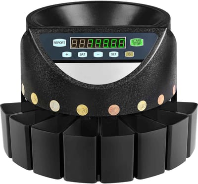Casa Living Muntenteller Machine - Elektrische Muntsorteerder - LED Display - 300 Munten per Minuut - Euro Muntteller Zwart