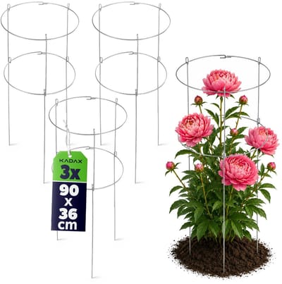 KADAX 3 x tuinsteun van gepoedercoat staal, plantenhouder, bloemensteun, plantensteun, klimhulp voor planten, tuin, balkon, plantenhouder (set x 3: hoogte: 90 cm)