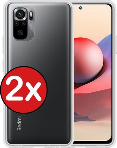 Hoesje - 2 Stuks - Geschikt voor Xiaomi Redmi Note 10S - Sterk & Shockproof - Telefoonhoes - Back Cover - Case Siliconen - Telefoon Hoes - Transparant