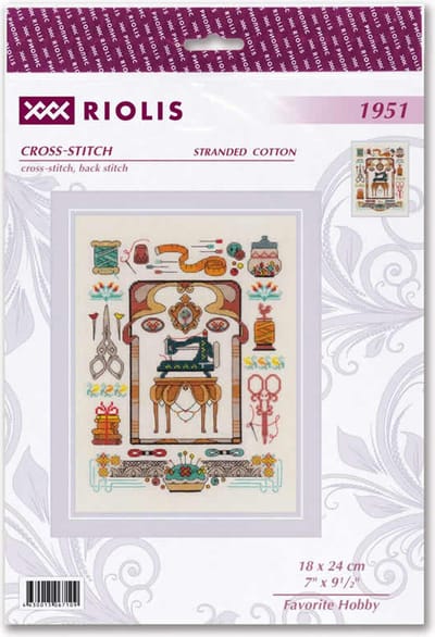 BORDUURPAKKET FAVORITE HOBBY - RIOLIS - telpatroon om zelf te borduren