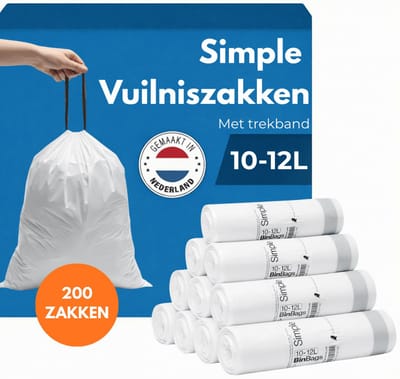 Simple Vuilniszakken 10-12 liter - 10 Rollen x 20 Stuks - Geschikt Voor Code X Brabantia - Brabantia Vuilniszakken X - 10-12L - Afvalzakken 10 liter - Geproduceerd in Nederland