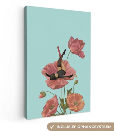 Canvas - Abstract - Bloemen - Jongen - Botanisch - Abstracte - 20x30 cm - Schilderij - Schilderijen op canvas