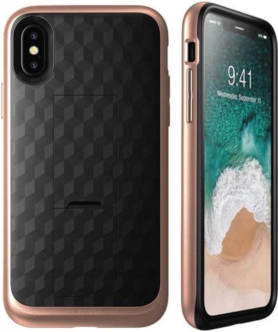 i-Blason iPhone X hoes extra bescherming met holster Roze Goud