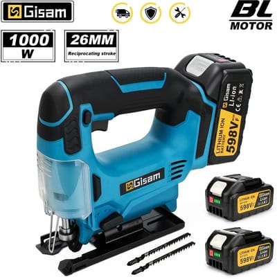 VHR Decoupeerzaag - 18V Accu Decoupeerzaag - 1000W - 3500RPM - Incl. 2 Zaagbladen - 2 Accu's - 4 Standen 45° - 135MM Zaag