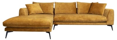 Tower Living Hoekbank Nottingham 2,5-zits velvet 288x170 cm Links - Geel Oranje