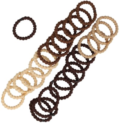 Haarsoires Haarelastiekjes Mini 2cm - Ribbel – Bruin Beige - Set van 25 - Kleine Haar Elastiekjes voor Vlechtjes & Staartjes