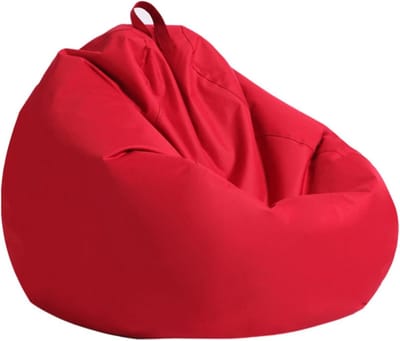 Zitzak Stoel - Bonenzak Hoes - Ontspannen Zitten - Opbergruimte Speelgoed - 90 x 110 cm - Rood