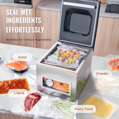 Vacumeermachine - Vacuümverpakkingsmachine - Vacuümmachines - Kamermodel Vacuümsealer - met 260W Vermogen en 26 cm Seallengte - Commerciële - Foodsaver - Seal Apparaat - voor Nat Voedsel en Vlees