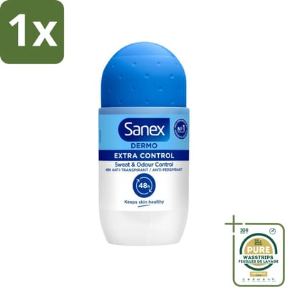 1 x Sanex - Deodorant - Roller - Dermo Extra Control - Extra Bescherming tegen Geur - 50 ml- Sanex Dermo Extra Control - Anti-transpirant Roller - Langdurige Bescherming - Bescherming Tegen Geur - Aluminiumchloride