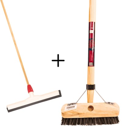 Synx Tools Union schrobbezem & Vloertrekker 75 cm set van 2 – Harde haren – Efficiënt droogtrekken – Duurzaam materiaal – Lengte 150 cm