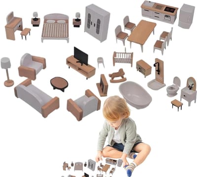 Poppenhuis Meubels - Miniatuur Set - Rollenspel Spelen - Authentieke Houttextuur - 365 x 238 cm - Niet gespecificeerd