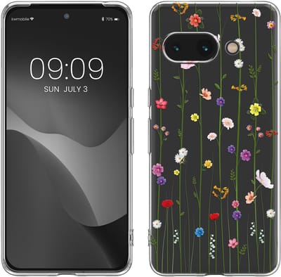 kwmobile telefoonhoesje geschikt voor Google Pixel 9a - Hoesje voor smartphone in meerkleurig / transparant - Wilde Bloemen Stengels design