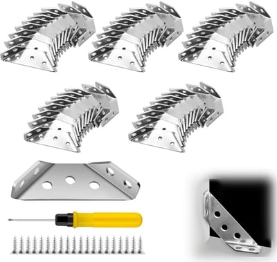 Dailygoody - Driehoekige steunen - Meubelverbindingen - Eenvoudig te installeren - Zilver - Schroeven en schroevendraaiers inbegrepen - Perfect voor d