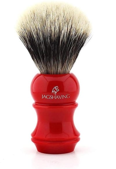 JAG Shaving Scheerkwast voor Heren met Synthetic Hair | Luxe Rode Hars Handvat | Scheerborstel voor Nat Scheren | Grooming Cadeau voor Mannen