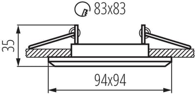 Kanlux S.A. - LED GU10 inbouwspot zwart vierkant verzonken - zaagmaat 83x83mm buitenmaat 94mm