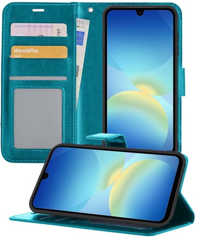 Hoesje - Geschikt voor Samsung Galaxy A26 - Luxe Bookcase - Walletcase Hoes - Portemonnee - Cover - Telefoonhoes - Turquoise