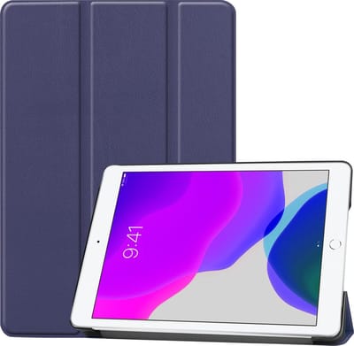Hoes - Geschikt voor Apple iPad 7 (2019) - 10.2 inch - 7e Generatie - Dun & Stevig - Trifold Bookcase - Hard Cover - Hardcover Book Case - Tablet Hoesje - Donkerblauw