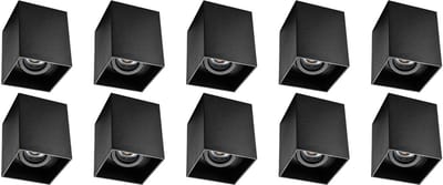 Opbouwspot 10 Pack - Pragmi Luxina Pro - GU10 Fitting - Opbouw Vierkant - Mat Zwart - Aluminium - Verdiept - Kantelbaar - 90mm
