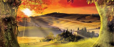 Landscape Italian Sunset Photo Wallcovering