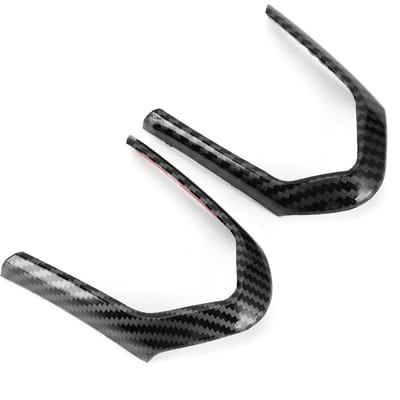 Bande de Garniture de Panneau de Volant Couvercle de Cadre de Bouton Style Fibre de Carbone Convient pour Série 5 F10 F18 20132017(AngleDroit black