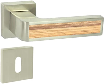 Domino® Deurkrukgarnituur CUBE-QR M9 - Eik Oregon - BB- gladde sleutel met Vierkant Rozette - Deurbeslag van aluminium - Deurklink voor kamerdeur, kantoordeur, kelderdeur en binnendeur