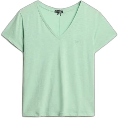 Superdry - Ruimvallend geborduurd T-shirt met V-hals - Dames - T-shirts