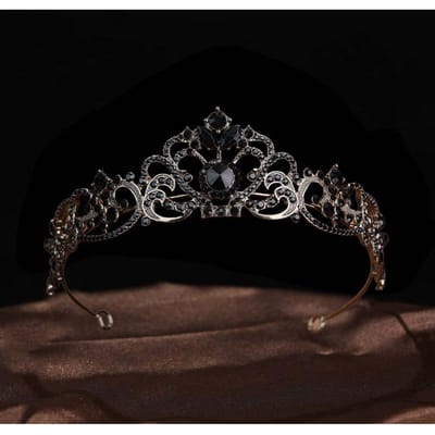 Retro en Modieuze Waterdiamant Kroon Hoofddeksel Halloween Zwarte Kroon Cosplay Kostuum Feest en Bal Stijl Accessoires