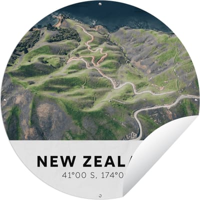 Tuincirkel Zee - Nieuw Zeeland - Groen - 60x60 cm - Ronde Tuinposter - Buiten